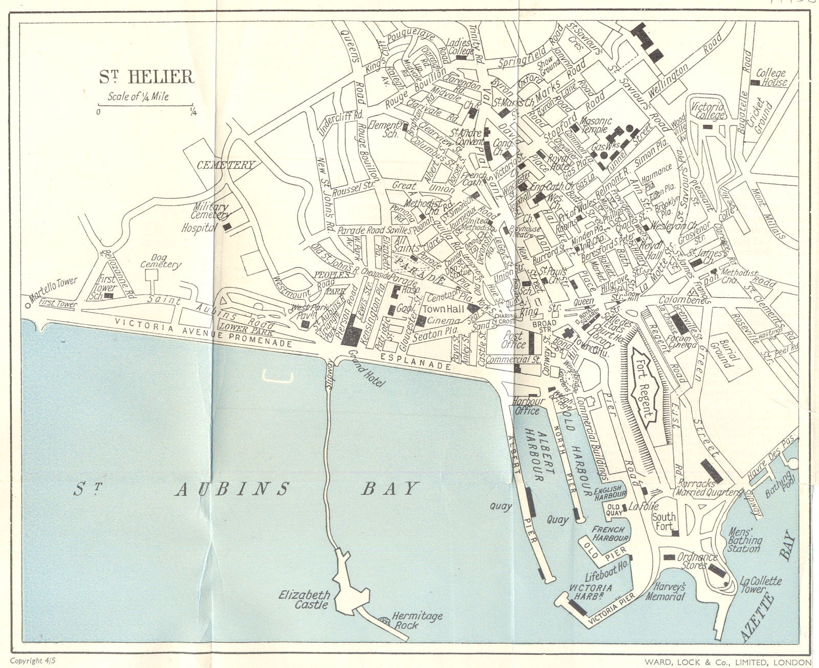 ST. HELIER vintage town/city plan. Jersey Channel Islands. WARD LOCK c1967 map